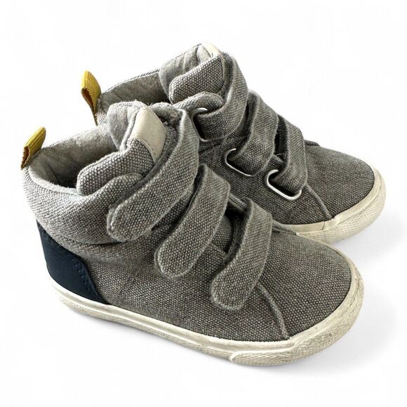 Cat & Jack 6C Sneakers Grey High Tops 3 Hook & Loop Straps Toddler - Picture 1 of 7